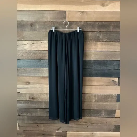 Vintage 90s/Y2K Black Chiffon Wide Leg Pants Minimalist Flowy Dressy - Picture 12 of 12